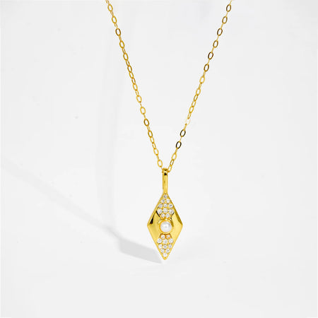 Make a statement of elegance and sophistication with the VEWANT 925 Sterling Silver Rhombus Pendant Necklace.